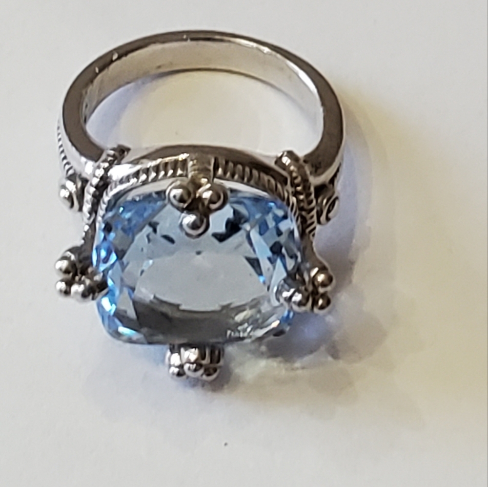 Judith Ripka Blue Topaz & Sterling Ring, Sz 7 - Picture 2 of 7